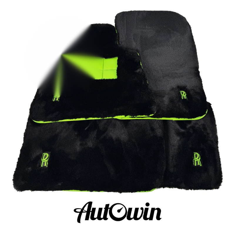 Rolls Royce Phantom VIII (2017-2023) - Green Leather Sheepskin Car Floor Mats