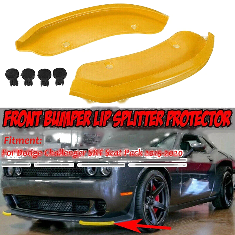 Dodge Challenger SRT Hellcat Yellow Front Splitter Bumper Lip Protector Set