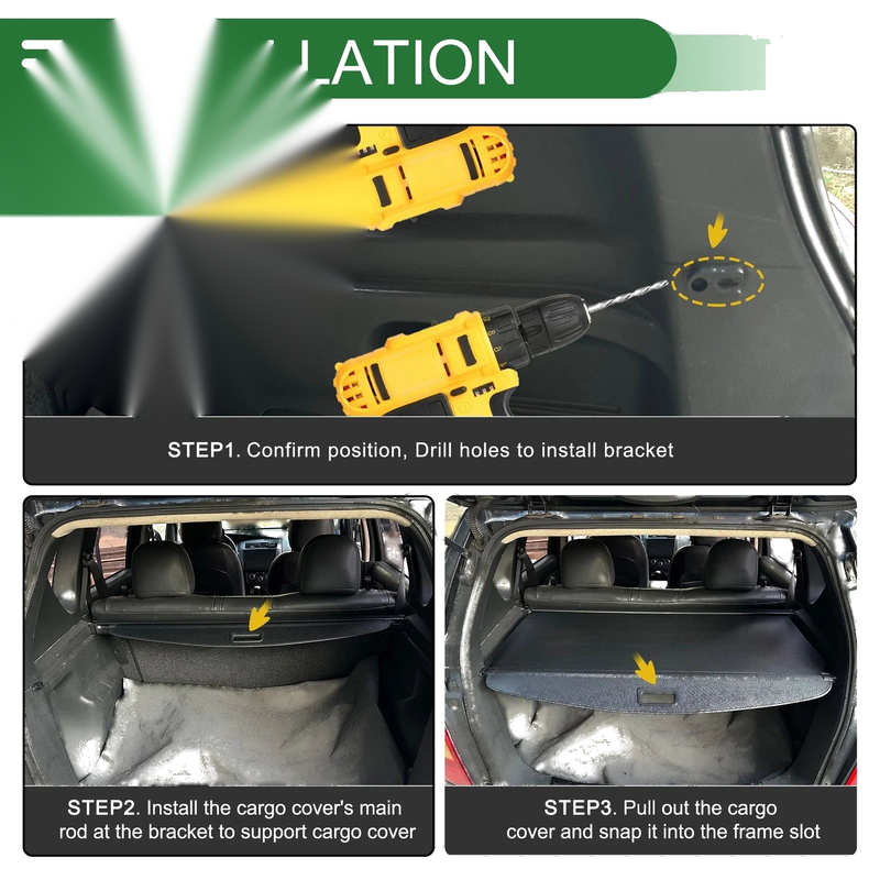 Jeep Compass (2017-2024) Gloss Black Trunk Retractable Cargo Cover