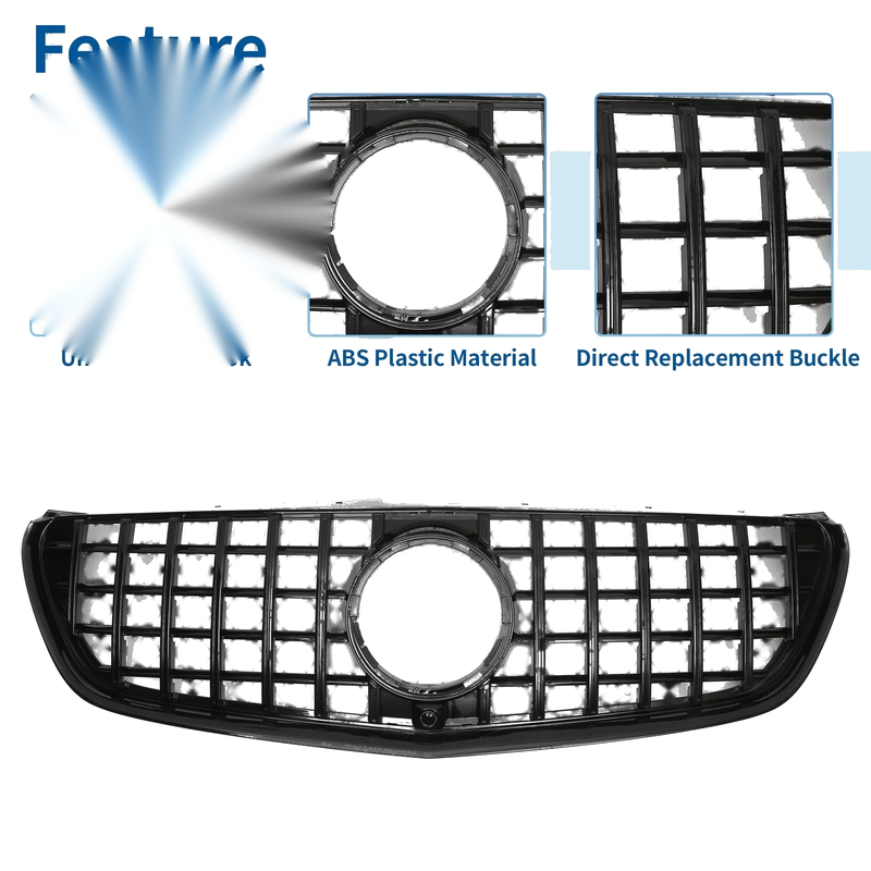 Mercedes-Benz V-Class W477 (2014) Glossy Black Front Upper Bumper Grille