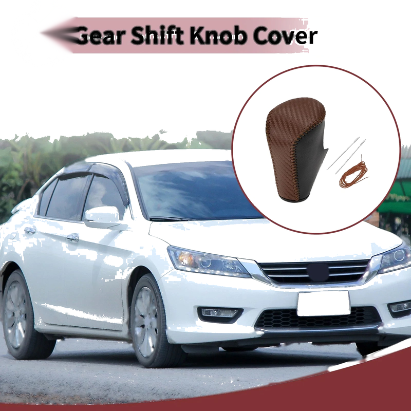 Honda Accord 2008-2012 Black Brown Leather Gear Shift Knob Cover