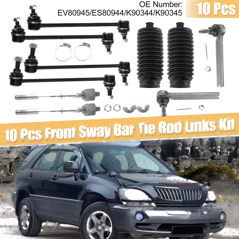 Toyota Lexus RX330 10 Pcs Front Tie Rod Ends & Sway Bar Links (2004-2006)