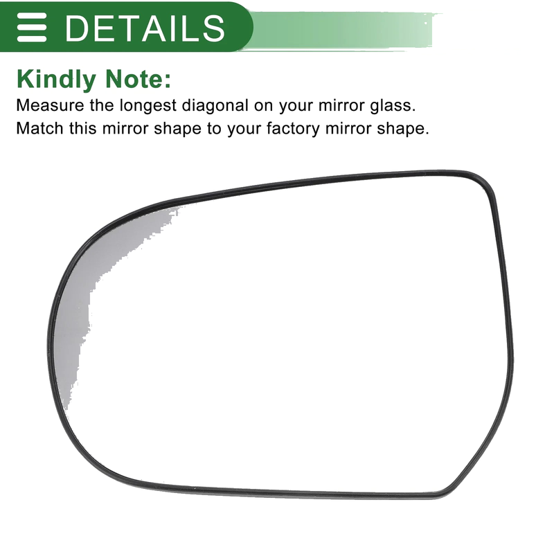 Ford Maverick Left Side White Mirror Glass w/ Back Convex Heated (2000-2006)