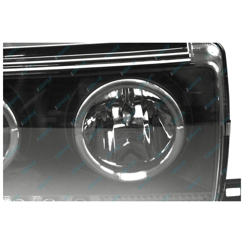 Landcruiser 80 Series Angel Eyes Projector Headlights w/ LED DRLs Black