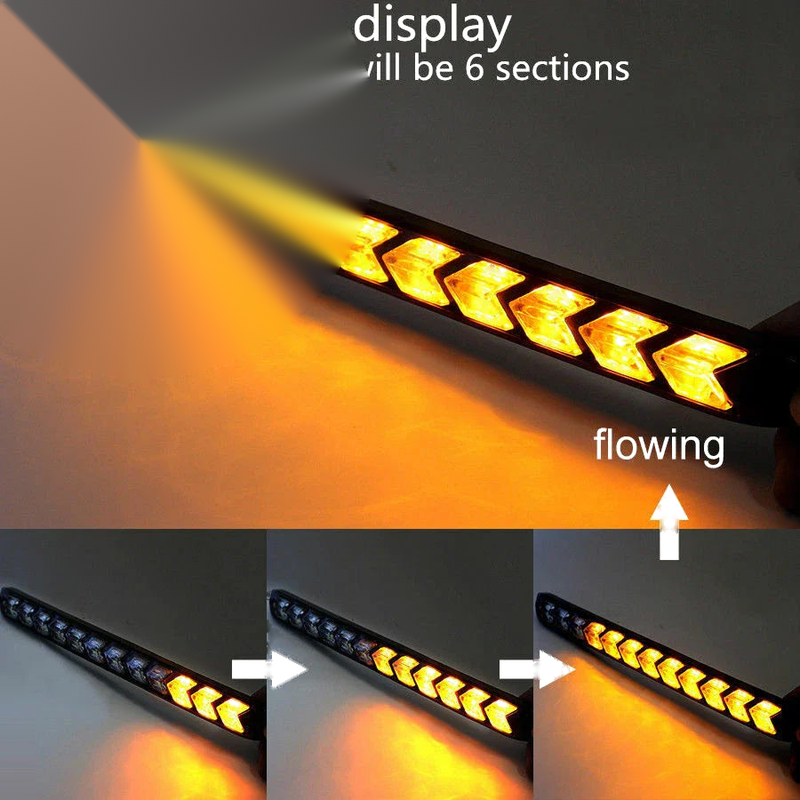 Car 2 x LED Amber/White Switchback Flowing Strip Arrow DRL Turn Signal Light