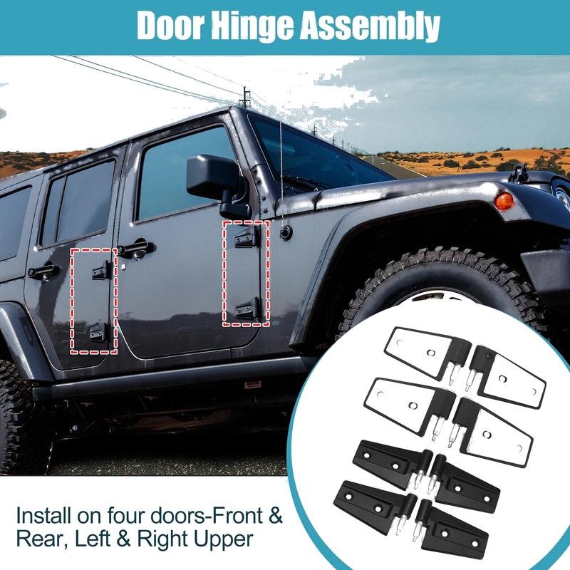 Jeep Wrangler JK (2007-2018) Stainless Steel 8pcs Car Door Hinge Kit w/ Bolts