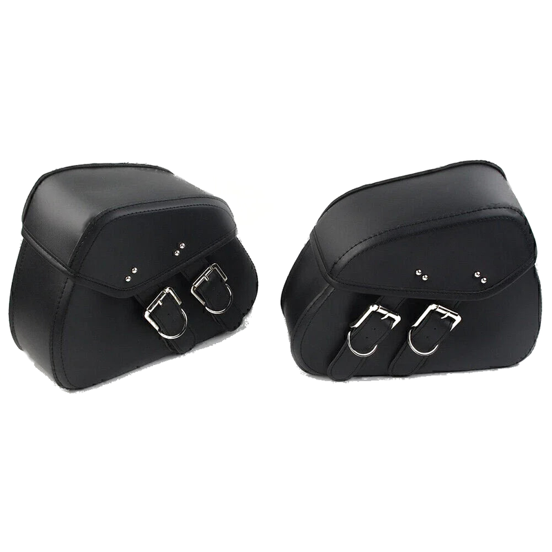 Harley Sportster Dyna Black PU Leather Saddle Bags (2004-2023)