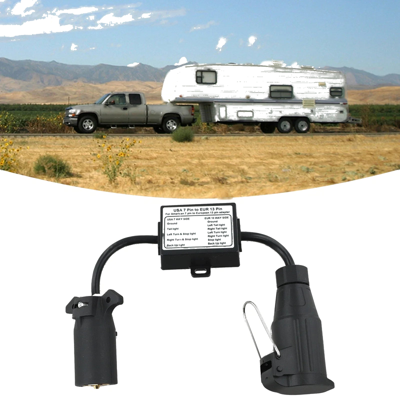 US Vehicle 7Way Plug European 13Pin Round Trailer Light-Converter