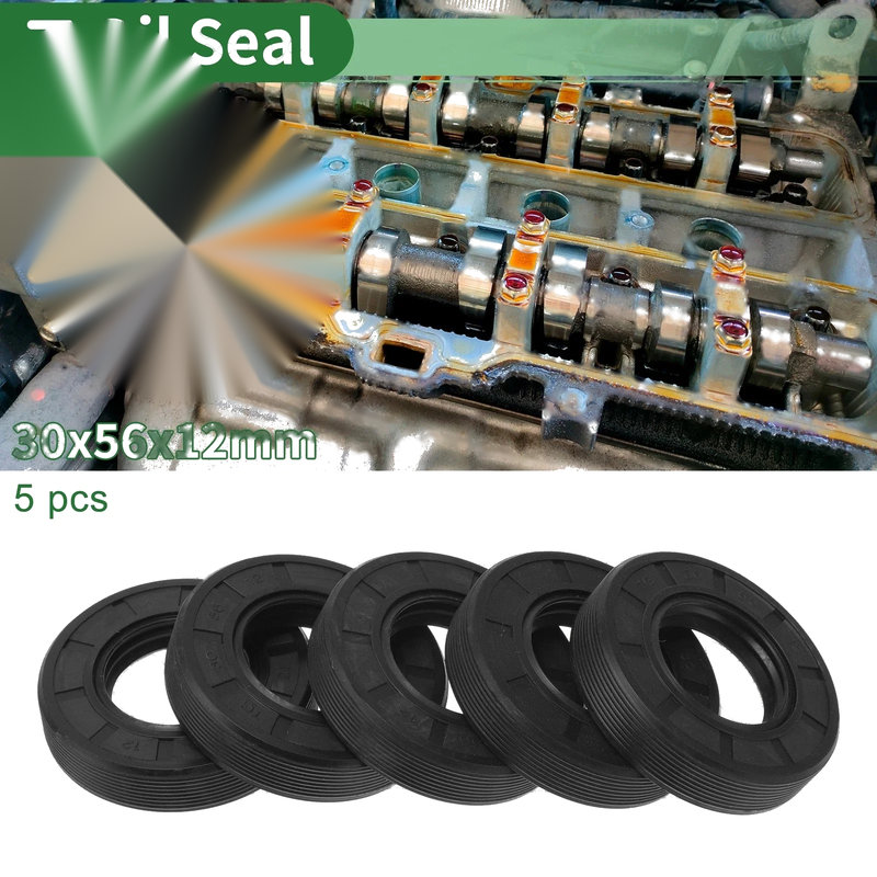 Oil Seal 30x56x12mm TG4 Lip Seal Ring Rotary Shaft Seal NBR Black 5 Pcs