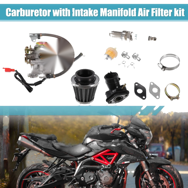 GY6 50CC 49CC 80C Black Silver Tone Carburetor / 1 Set / Motorcycle