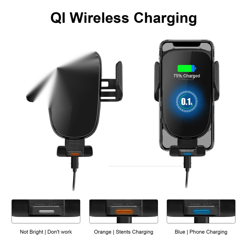 Harley Handlebar Phone Holder Bracket Mount Wireless USB Charger