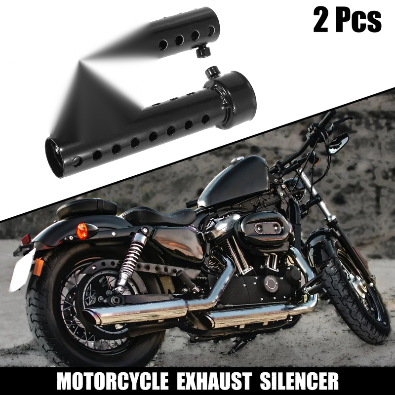2 x 35mm Motorcycle Exhaust Silencer Exhaust Insert Muffler Pipe Black