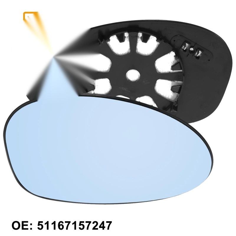 BMW 135i Heated Rearview Right Mirror Glass with Backing Plate (2008-2013)