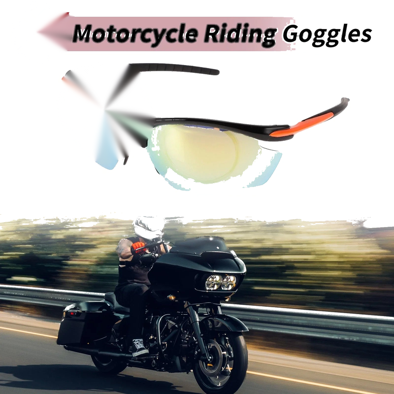 Make Model 1 Pc Motorcycle Riding Goggles Gold Tone Lens Orange Black Frame