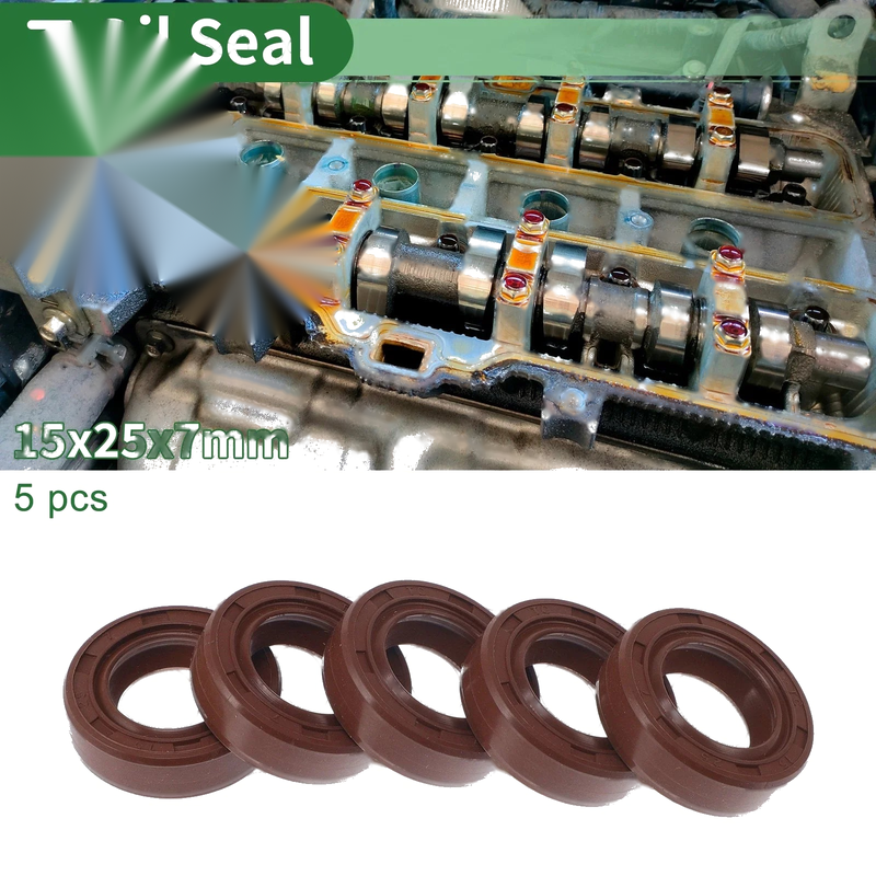 Make Model Oil Seal / 15x25x7mm, 5 Pcs / Rotary Shaft Seal FKM Rubber