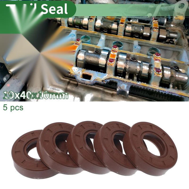 Make Model Oil Seal / 19x40x10mm / Rotary Shaft Seal FKM Brown 5 Pcs