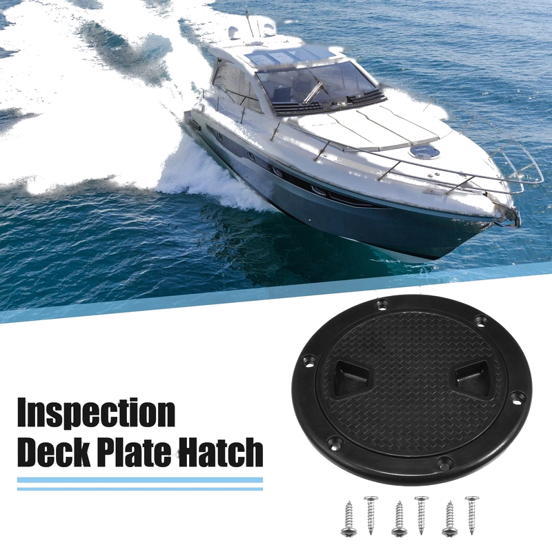 Marine Deck Plate Hatch 4" Boat Inspection Hatch Cover Black