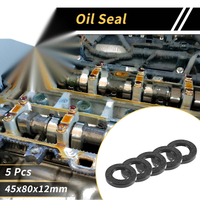 Oil Seal / 5 Pcs 45x80x12mm / Rotary Shaft Seal NBR Rubber