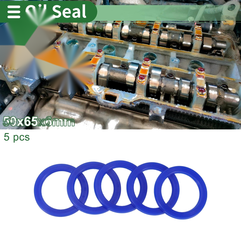 Oil Seal 50x65x6mm Seal Ring Rotary Shaft TPU Blue 5 Pcs