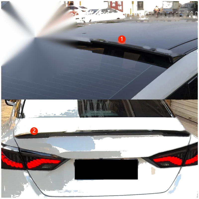Nissan Altima 2019-2024 Glossy Black 2 x Set Rear Roof Spoiler Wing