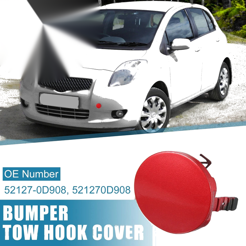 Toyota Yaris Front Bumper Tow Hook Cover Red (2007–2010)