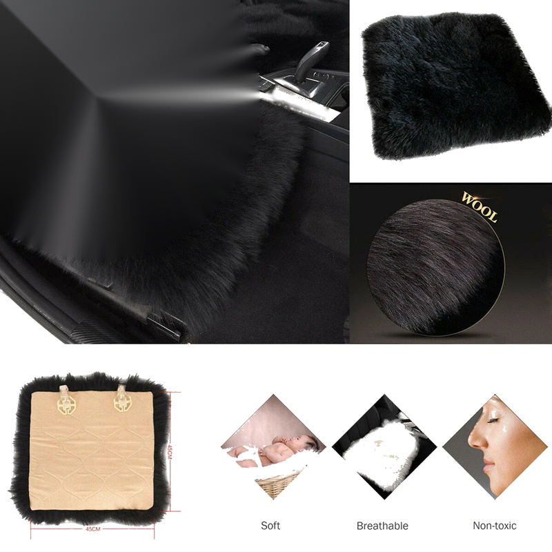 Genuine Sheepskin Black Car Seat Cover Cushion