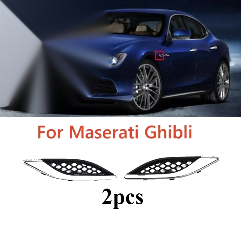 Maserati Ghibli 2 x Front Chrome Fender Side Air Vent Grille Trim Molding