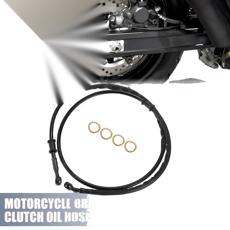 Set 135cm 53.15" Motorcycle Brake Clutch Oil Hose Throttle Pipe Black