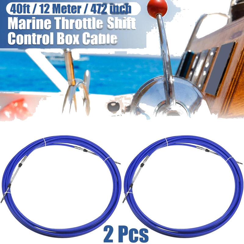 Yamaha Blue 2 x 40ft 472in Marine Shift Remote Control Box Cable