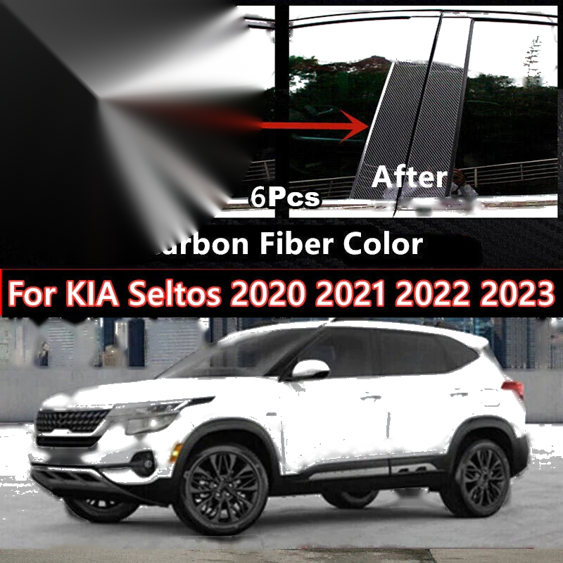 KIA Seltos Carbon Fiber Pillar Posts Door Trim Covers (2020–2023)