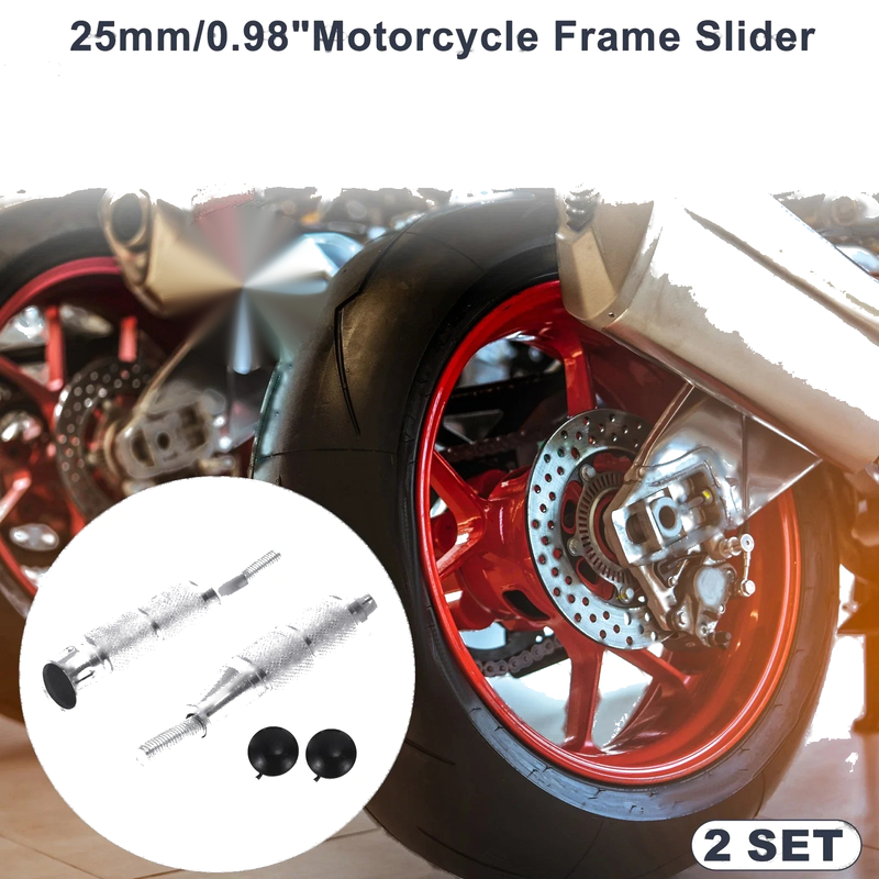 Motorcycle 0.71in Aluminum Alloy Motorcycle Slider Frame 2 x Silver Tone
