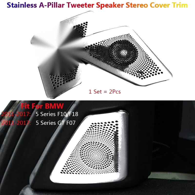 BMW 5 Series F10 2 x Stainless Steel A Pillar Cover Trim (2010–2017)