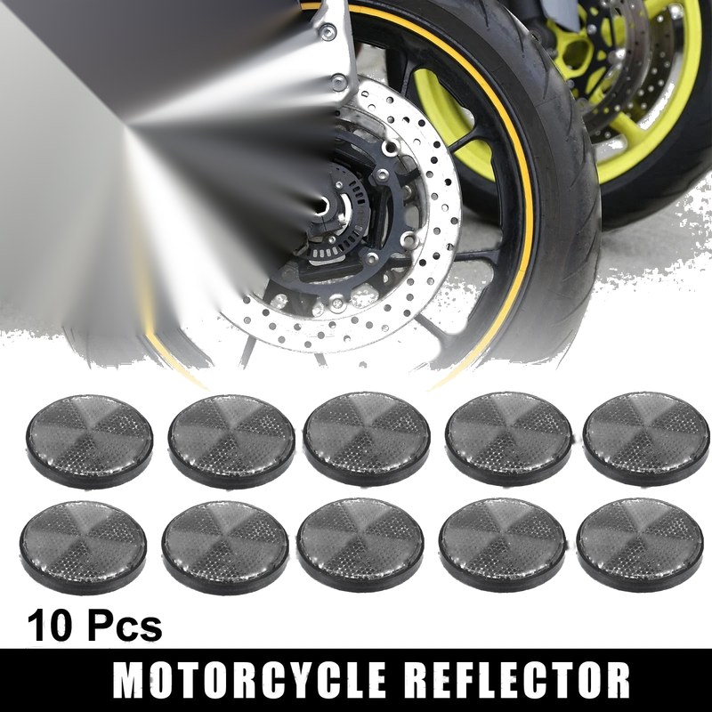 Motorcycle 10pcs M6x1.0 White Universal Screw Mount Round Warning Reflector