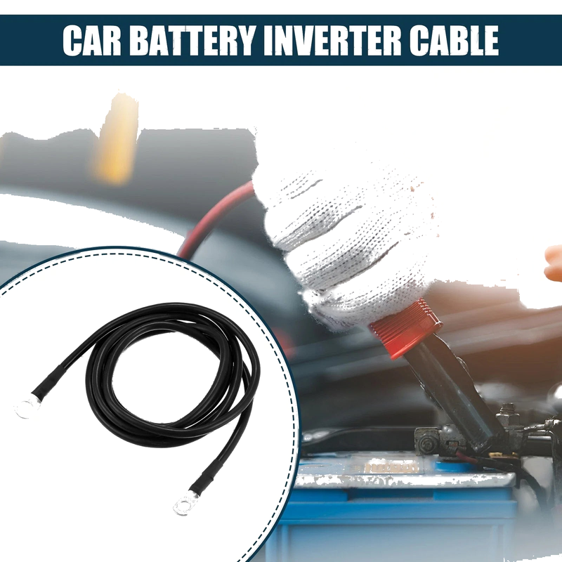 Car Marine Battery 5 / 16"-3 / 8" 6ft Copper Wire Black Inverter Cable