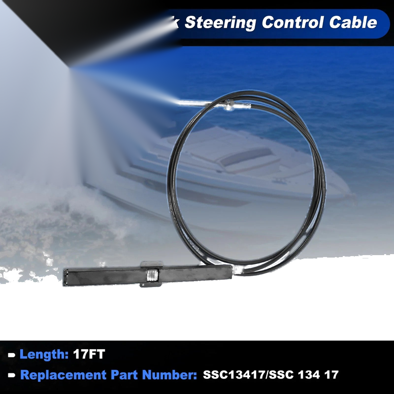 SSC 134 Black Cable 17 Ft Marine Boat Rack Steering Control Cable