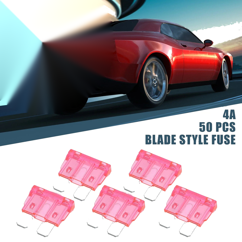 Cars Boat Truck SUV Motorcycle Pink 50pcs Blade Style Fuses 4A Mini Size