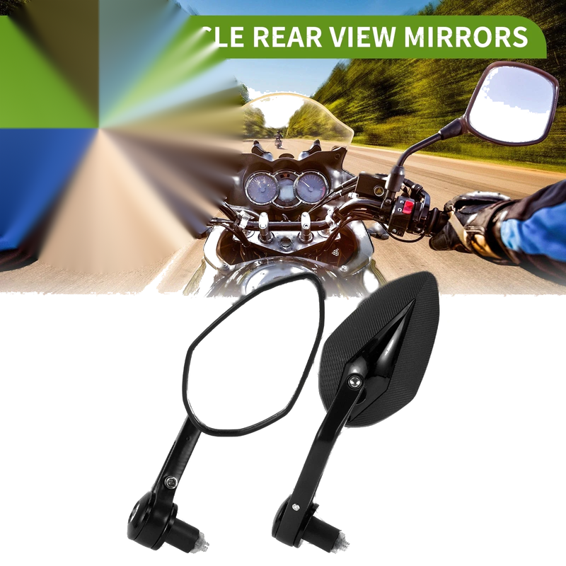 Motorcycle M8 Rear View Mirrors Prismatic Black Aluminum Plastic