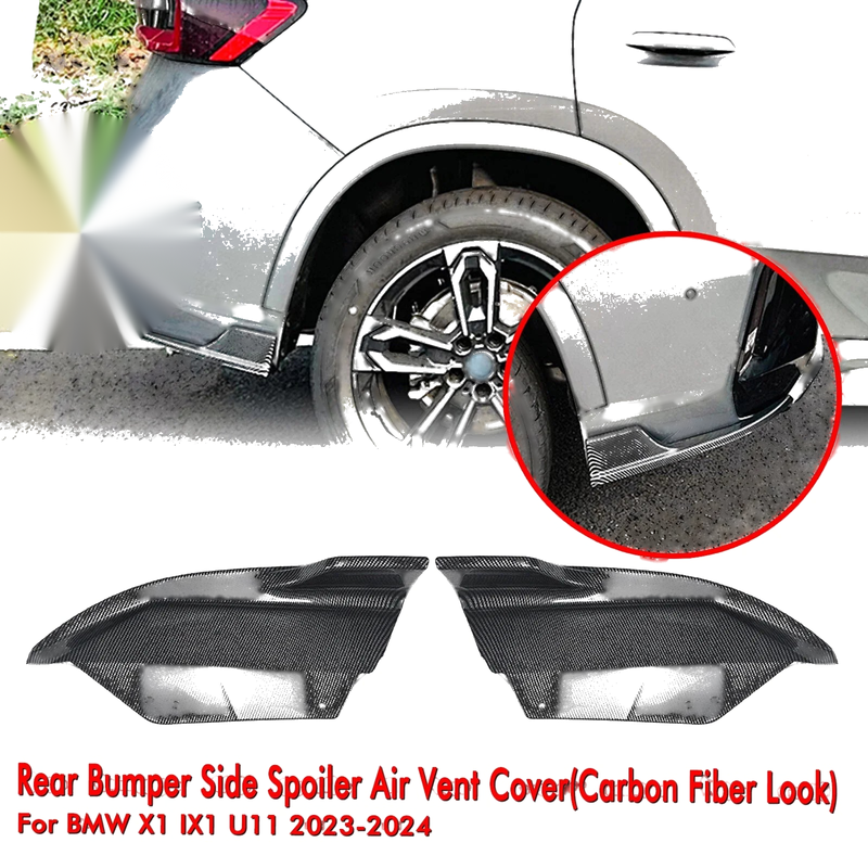 BMW X1 iX1 2 x Carbon Look Rear Bumper Side Corner Covers (2023-2024)