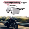 Motorcycle Riding Goggles Silver Tone Lens Black Frame Triacetyl Cellulos