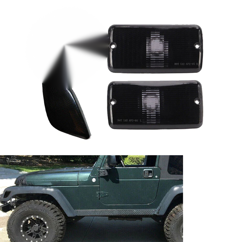 Jeep 4x Smoke Bumper Signal Fender Side Marker Lights (2007-2018)