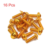 Motorcycle 16Pcs Gold Tone Metal 6mm Hexagon Bolts Screws