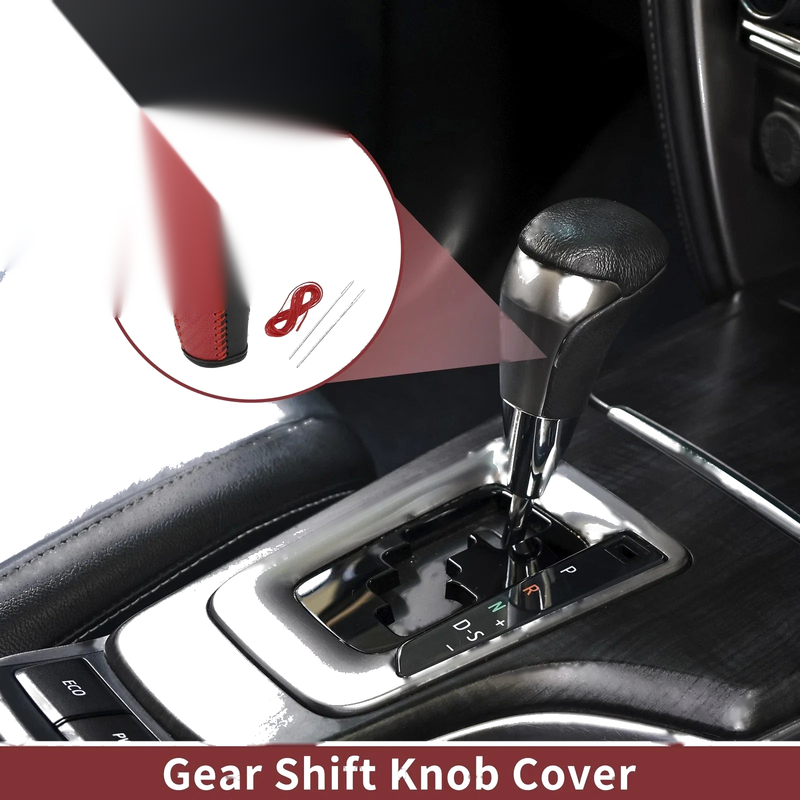 Chevrolet Gear Shift Knob Cover Carbon Fiber Red Black Faux Leather