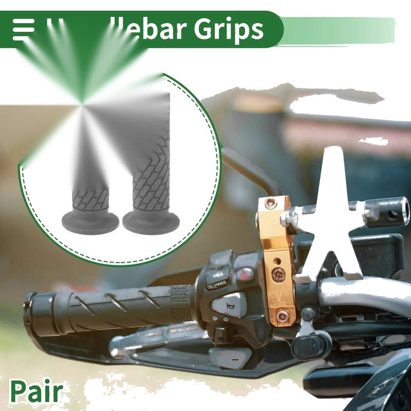 7/8" 22mm Motorcycle Hand Grips Cover Handlebar Grips TPU Dark Gray