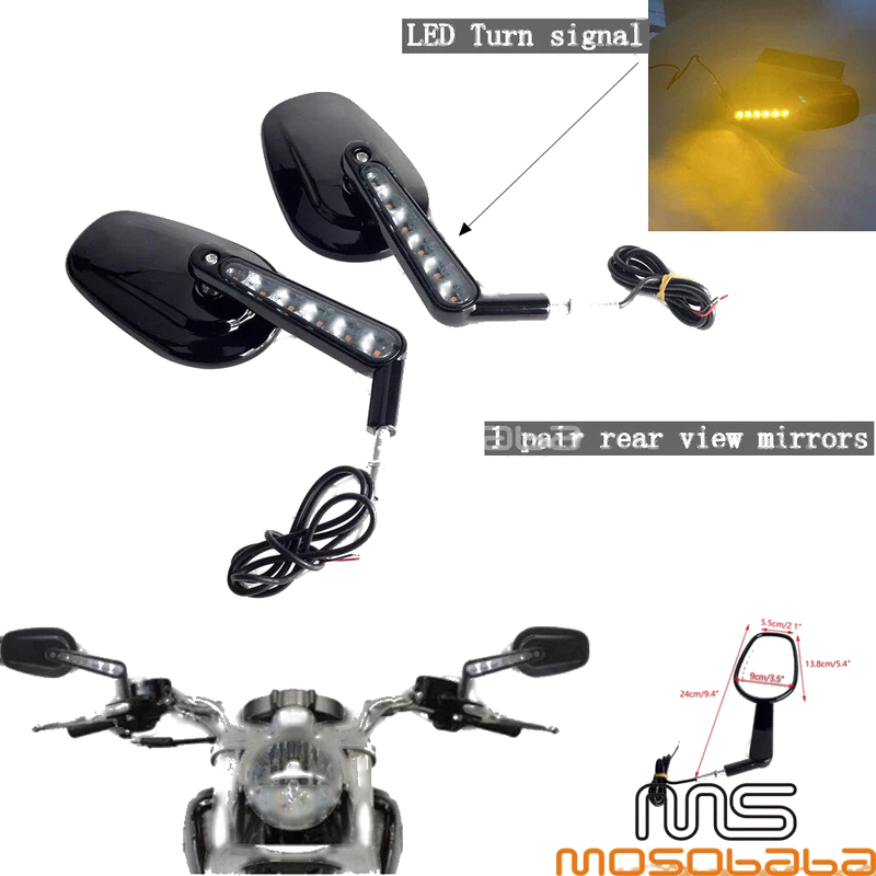 Harley V-Rod Muscle Black LED Turn Signal Mirrors (2009-2017)