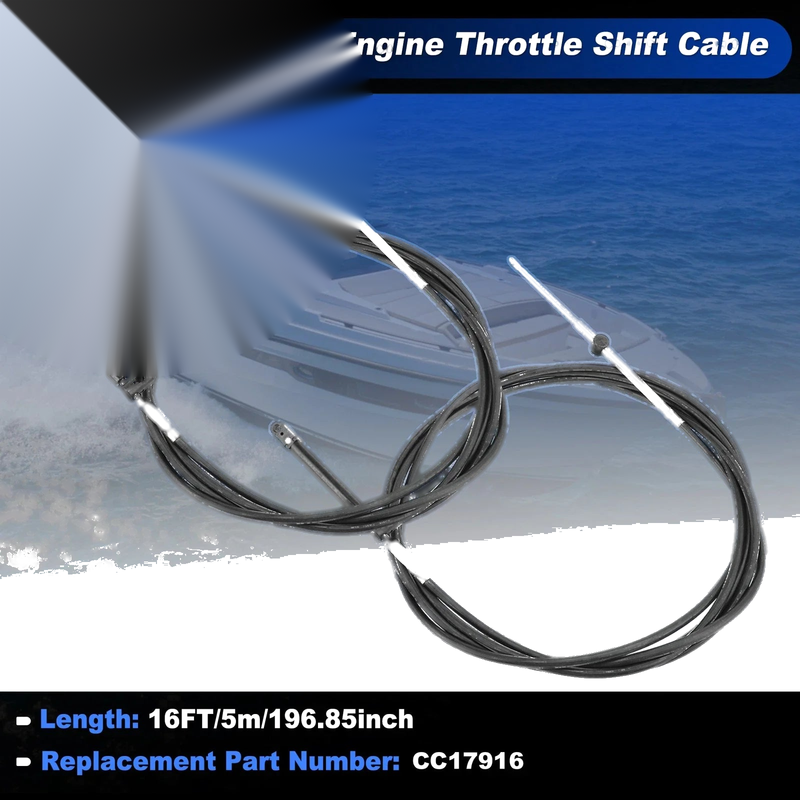 Mercury Engine CC179 2 x GEN1 Boat Outboard Throttle Shift Cable Black
