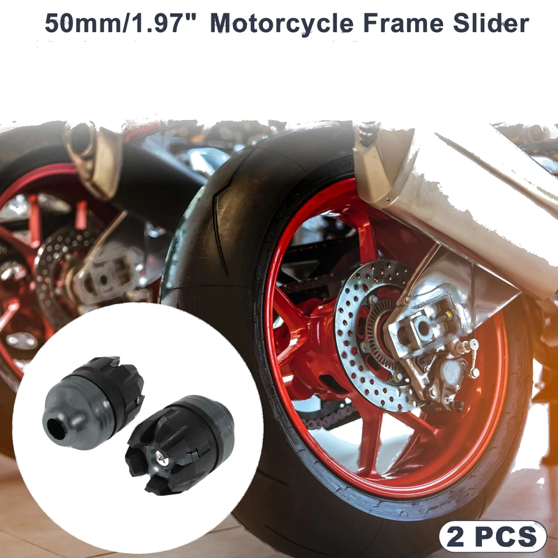 2 x 14mm Aluminum Alloy Plastic Motorcycle Slider Frame Titanium Tone