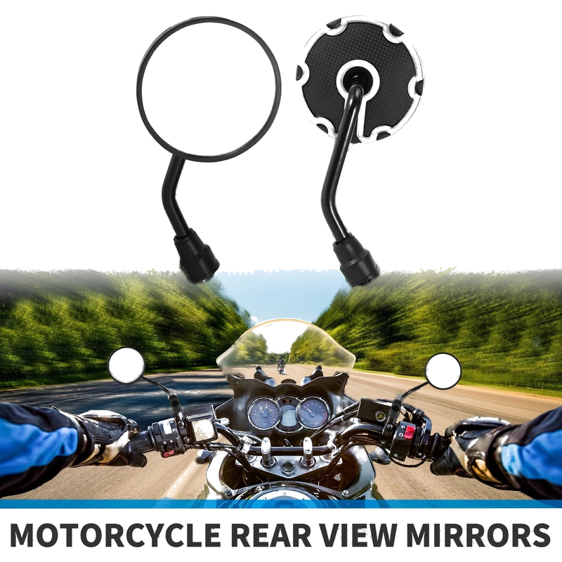 M10 Motorcycle Rear View Mirrors Round Handlebar White & Black Iron