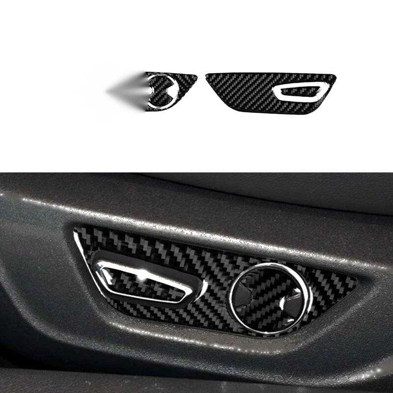 For Mustang 2015-2019 Carbon Fiber Interior Tirm Seat Adjust Buttons Cover