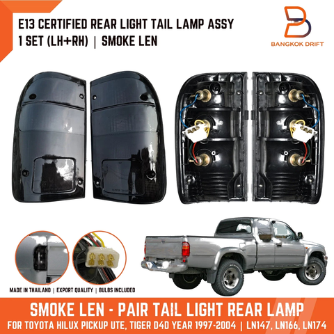 Toyota Hilux 4WD 2WD Smoke Lens Tail Lights Pair (1997-2004)