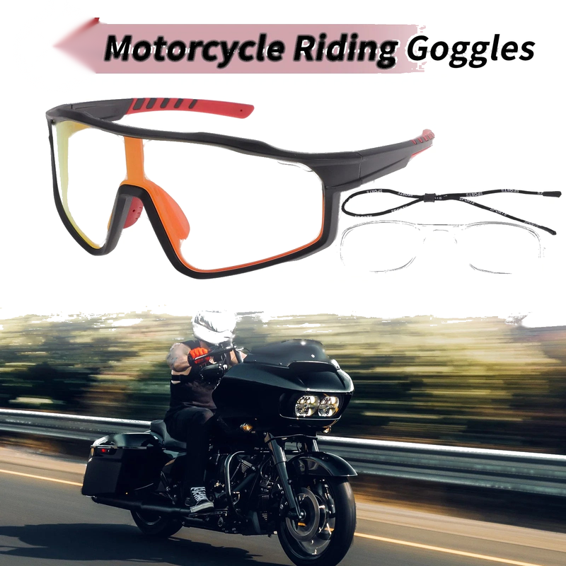Motorcycle Goggles Motorcycle Red Lens Black Frame Triacetyl Cellulos